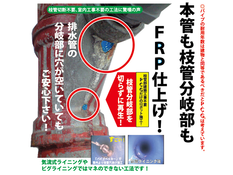 Ｐ・Ｃ・Ｇ FRP サポーター工法（FRP耐震ライニング）